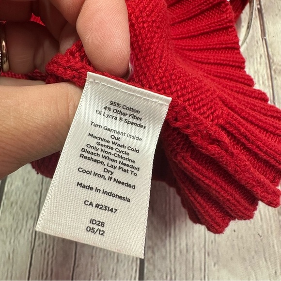 Talbots Red Cowl Neck Sweater Buckle accent equestrian sz L petite classic - Picture 8 of 8